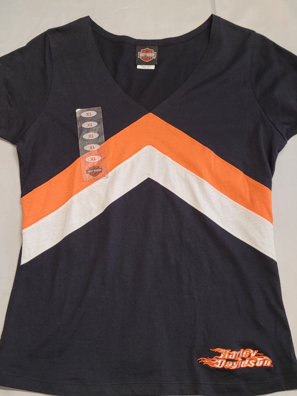 Harley Davidson Women’s XL Hollywood CA Colorblock V-Neck Shirt